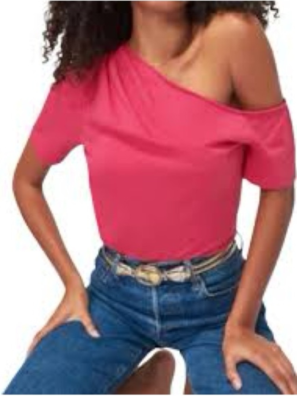 Nation LTD Organic Pima Cotton One Shoulder Asymmetrical Short Sleeve Top M